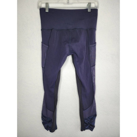 Lululemon Seek The Heat Crop Leggings Size 6 Blue Camo Luxtreme Mesh Gym Crops - Picture 3 of 11